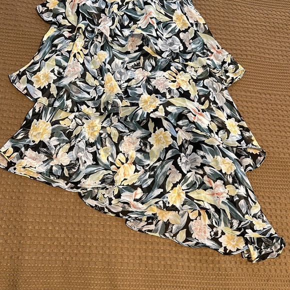 Petal and Pup 1 strap Asymmetrical Floral Ruffle Evening Dress - Picture 6 of 9